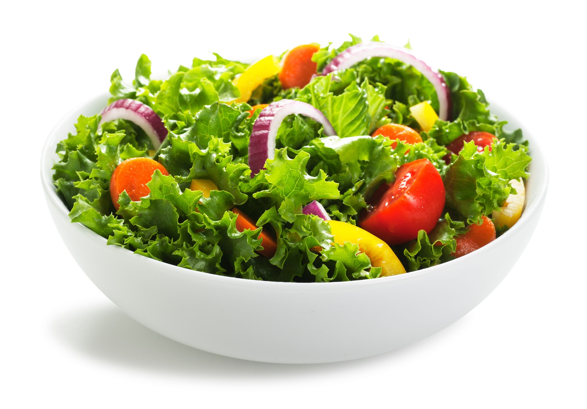 Bowl of Salad on White